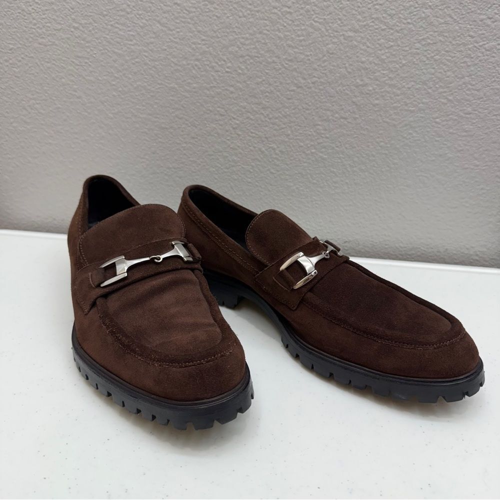 Gucci Loafers Horsebit Mens Size 11.5 Brown Suede Shoes - Picture 3 of 11